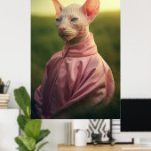 Sphynx Cat in Outfit – Vibrant Nature Art ポスター (ホームオフィス)