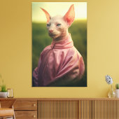 Sphynx Cat in Outfit – Vibrant Nature Scene キャンバスプリント (インサイチュ (リビング))