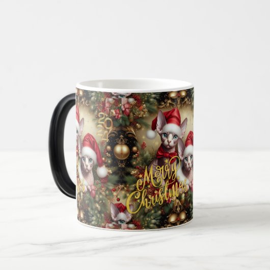 Sphynx Cat Mugフォトパーソナライズされた魔法モーフィング モーフィングマグカップ (正面左)