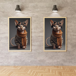 Sphynx cat Pilot Aviator Cool Funny Aviation フォトプリント