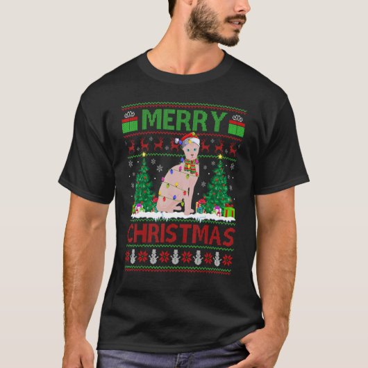 Sphynx Cat   Xmas Tree Ugly Santa Sphynx Cat Chris Tシャツ (正面)