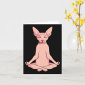 Sphynx Cat Yoga Meditation Brider Hairless Pet Lo カード (黄色い花)