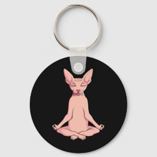 Sphynx Cat Yoga Meditation Brider Hairless Pet Lo キーホルダー