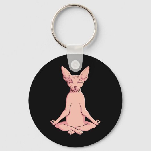 Sphynx Cat Yoga Meditation Brider Hairless Pet Lo キーホルダー (正面)