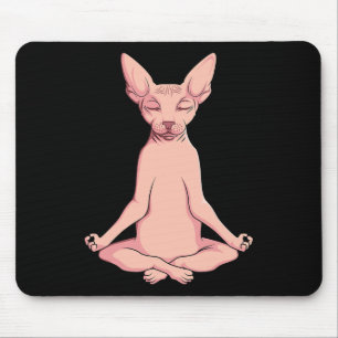 Sphynx Cat Yoga Meditation Brider Hairless Pet Lo マウスパッド
