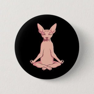 Sphynx Cat Yoga Meditation Brider Hairless Pet Lo 缶バッジ