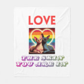 Sphynx Cats毛布はあなたは10年に皮膚を愛する フリースブランケット (正面)