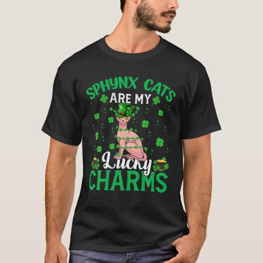 Sphynx Cats Are My Lucky Cats Sphynx Cat St Patr Tシャツ (正面)