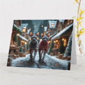 Sphynx Cats Christmas Snow Holiday カード (黄色い花)