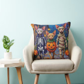 Sphynx Cats Trick-or-Treating in Halloween Costume クッション (椅子)