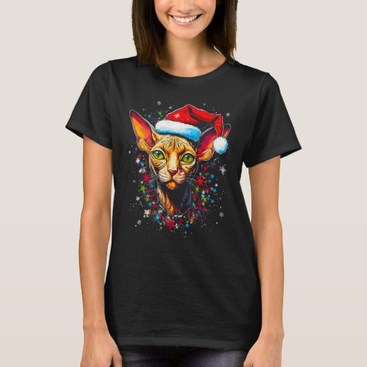Sphynx Hairless Cat Christmas Tシャツ (正面)