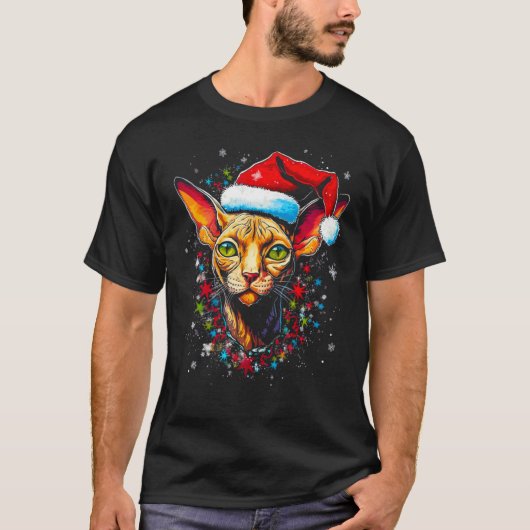 Sphynx Hairless Cat Christmas Tシャツ (正面)