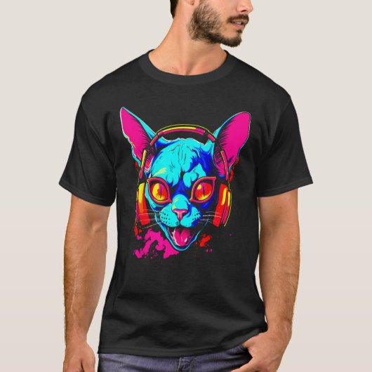 Sphynx Hairless Cat DJ Tシャツ (正面)