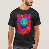 Sphynx Hairless Cat Flowers Tシャツ (正面)
