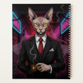 Sphynx Mafia Cat in Neon Noir Style プランナー手帳 (裏面)