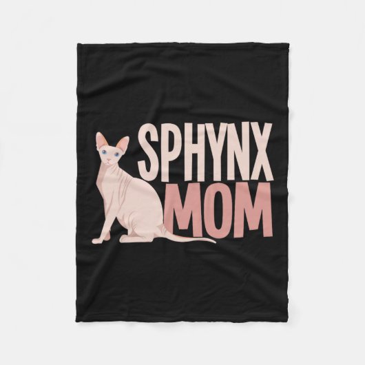 Sphynx Mom Cat Sphinx Hairless Cat Owner フリースブランケット (正面)