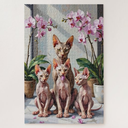 Sphynx Orchid Botanical Art ジグソーパズル (縦)