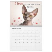 Sphynx Speaks: Editable Monthly Cat Humor Art カレンダー (2月 2026)