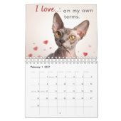 Sphynx Speaks: Editable Monthly Cat Humor Art カレンダー (2月 2027)