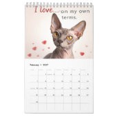 Sphynx Speaks: Editable Monthly Cat Humor Art カレンダー (2月 2027)