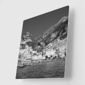 Spiaggia di Positano Marina Grande 2 - BW スクエア壁時計 (傾斜)