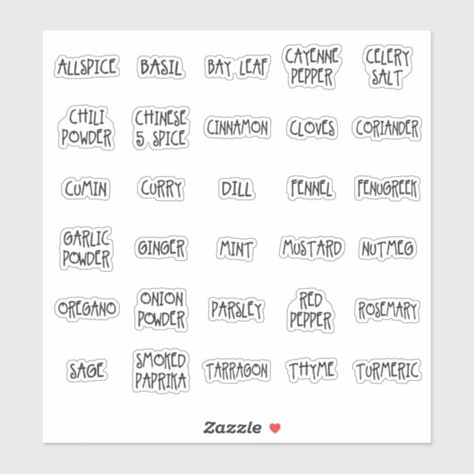 Spice jarラベルのカジュアルフォント シール (シート)