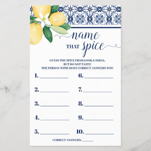 Spice Shower地中海の Game Cardの名前 チラシ (正面)