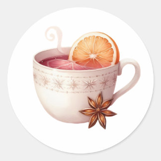 Spiced Winter Tea Sticker – Cozy Holiday Drink ラウンドシール