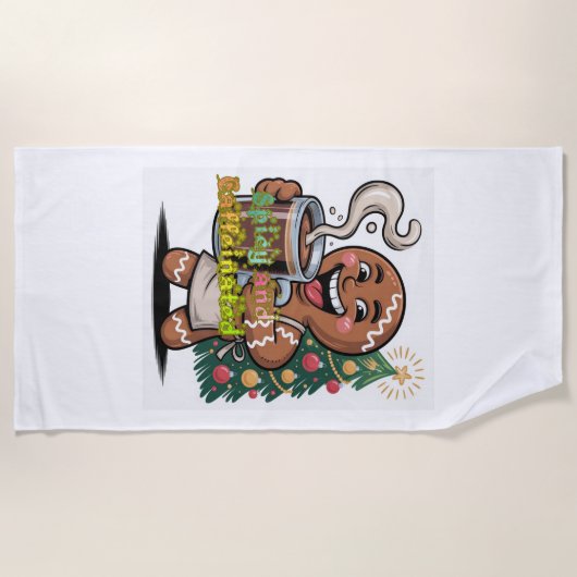 Spicy and Caffeinated ビーチタオル (正面)