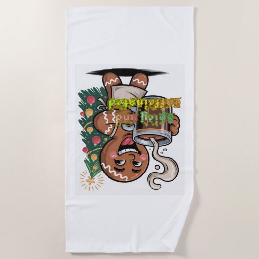 Spicy and Caffeinated ビーチタオル (正面)