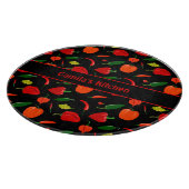 Spicy Chili Pepper Pattern Personalized Glass カッティングボード (角)