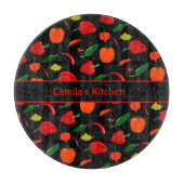 Spicy Chili Pepper Pattern Personalized Glass カッティングボード (正面)