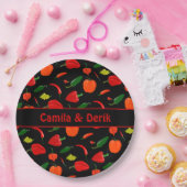 Spicy Chili Pepper Pattern Personalized Party ペーパープレート (パーティー)