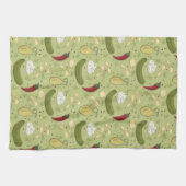 Spicy dill pickle Potato chip design キッチンタオル (横)
