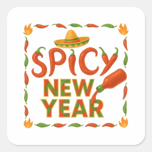 Spicy New Year スクエアシール (正面)