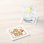 Spicy New Year スクエアペーパーコースター (インサイチュ)