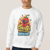 Spicy Pepper Tee – “Chilli With It” Cartoon Design スウェットシャツ (正面)