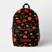 Spicy Peppers Pattern Personalized Backpack プリントバックパック (正面)