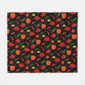 Spicy Peppers Pattern Throw Blanket フリースブランケット (正面(横))