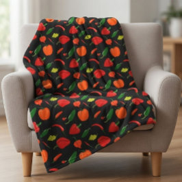 Spicy Peppers Pattern Throw Blanket フリースブランケット