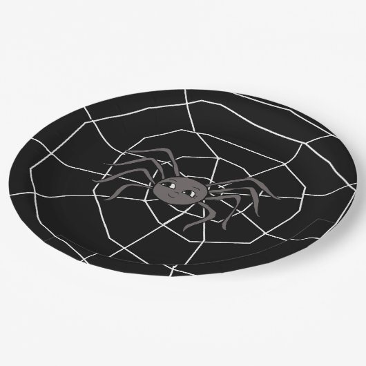 SpiderおよびSpider Webハローウィンパーティ ペーパープレート (アングル)