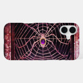 SPIDER AND WEB 紫色のアメジスト ブラック iPhoneケース (裏面横)
