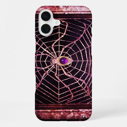 SPIDER AND WEB 紫色のアメジスト ブラック iPhoneケース (裏面)