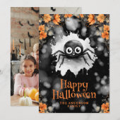 Spider Cobwebフォトハッピーハローウィンカード シーズンカード (正面/裏面)