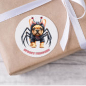 Spider Costume Frenchie Pup Halloween  ラウンドシール