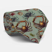 Spider Crabs Pattern Army Green Tie ネクタイ (ロール)