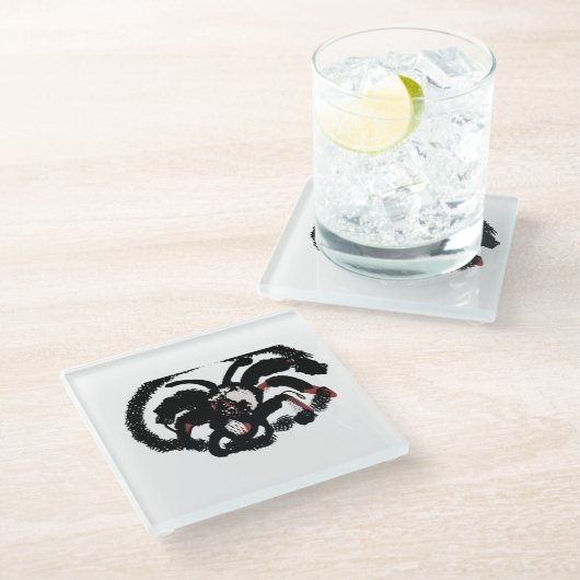 Spider latte joy ガラスコースター (アングル)