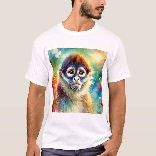 Spider Monkey Harmony 220824AREF117 - Watercolor Tシャツ (正面)