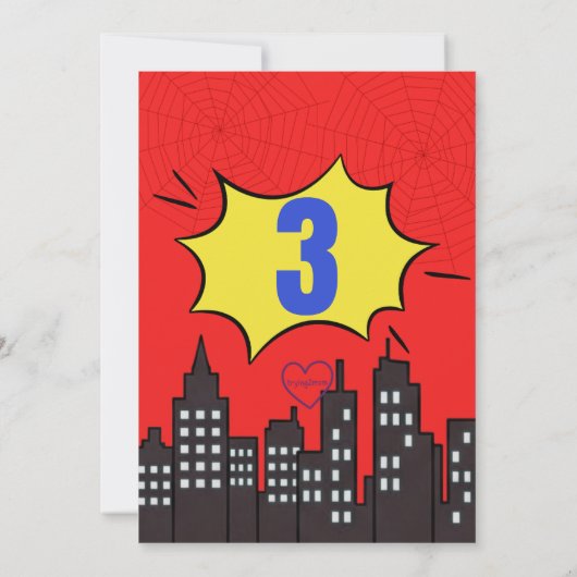 Spider Superhero Comic Birthday 招待状 (裏面)