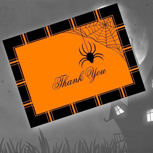 Spider Thank You Halloween Black/Orange ポストカード